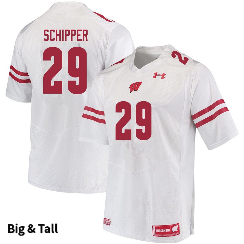 Wisconsin Badgers Men's #29 Brady Schipper NCAA Under Armour Authentic White Big & Tall College Stitched Football Jersey DT40T35GL